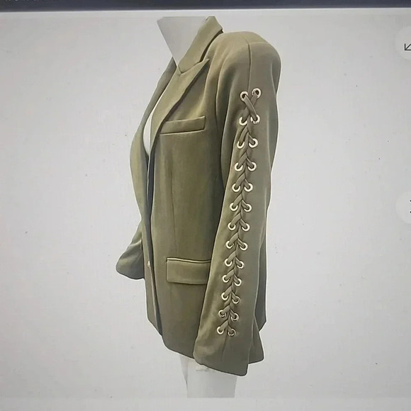 RAMY BROOK OVERSIZED OLIVE MAVE LACE UP SLEEVE BLAZER SIZE 4 - Picture 8 of 8